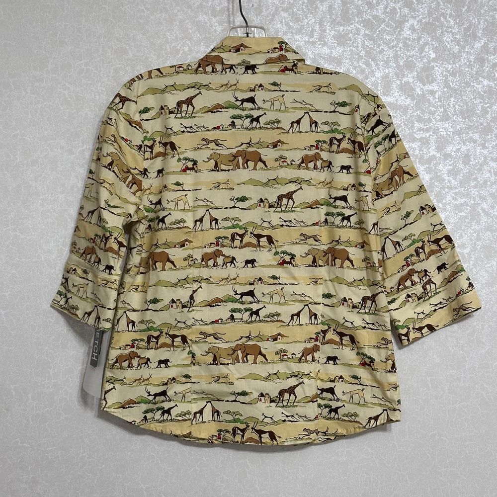 Stonebridge NWT VTG African Savanna Print Button Up Short Sleeve Shirt Petite PM - Picture 2 of 6